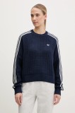 adidas Originals pulover KNITTED CREW femei, culoarea bleumarin, călduros, JD0906