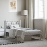 Gossi cadru pat metalic cu tablie, alb, 90x200 cm