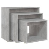 Masute suprapuse, 3 buc., gri beton, PAL, DKD Home Decor