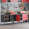 Set de banc de lucru 2 piese Roșu Oțel