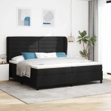 VidaXL Pat cu arcuri cu saltea Negru 200 x 200 cm țesătură