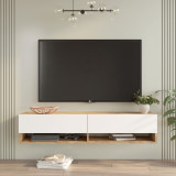 Comoda TV Bedora, 140x31.6x29.6 cm, PAL, natur/alb