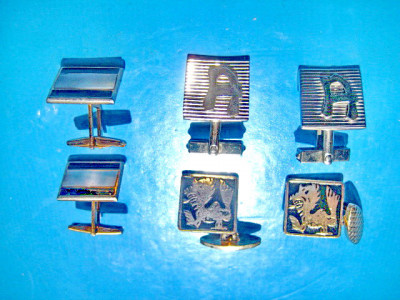 4814-Set 3 perechi Butoniere vechi de camasi. foto