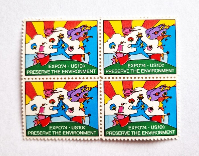 4 timbre SUA Statele Unite bloc de 4 val. MNH 1974 Protectia Mediului 10 cents