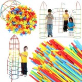 Joc creativ de constructie cu paie, 408 piese, multicolor