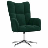 Cumpara ieftin Scaun de relaxare, verde inchis, catifea