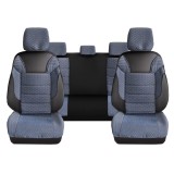 Set Huse Scaune Auto DeluxeBoss Classico, pentru bancheta rabatabila fractionata, 11 piese, albastru-alb Automobile ProTravel