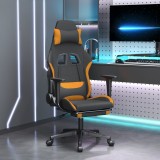 Scaun de gaming cu masaj/suport picioare, negru / oranj, textil GartenMobel Dekor, vidaXL