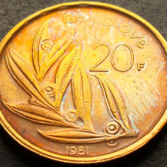 Moneda 20 FRANCI - BELGIA, anul 1981 * cod 4261 = patina