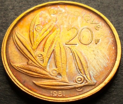 Moneda 20 FRANCI - BELGIA, anul 1981 * cod 4261 = patina foto