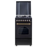 Aragaz rustic Samus SR550EL3B1, 3 arzatoare pe gaz + 1 electric, cuptor electric, 48 L, 3 functii, aprindere electrica, Timer mecanic, Aprindere eletr
