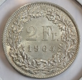 Moneda argint Elveția 2 francs 1964