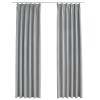 Draperii opace cu carlige, 2 buc., gri, 140 x 245 cm