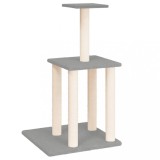 Cumpara ieftin Ansamblu pisici, stalpi din funie sisal, gri deschis, 85,5 cm