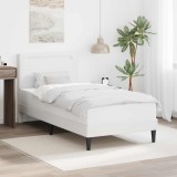 vidaXL Cadru de pat cu benzi LED Alb 90 x 190 cm Piele artificială 3414984