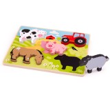 Puzzle din lemn - In ograda PlayLearn Toys, BigJigs Toys