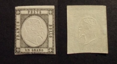 Italy 1861 King Viktor Emanuel II, 1 Grano, Mi.3, MNH AM.114 foto