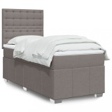 VidaXL Pat box spring cu saltea, gri taupe, 90x190 cm, textil