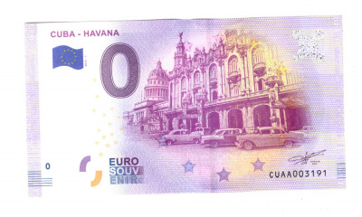 Bancnota souvenir Cuba 0 euro Havana 2019-1, UNC foto