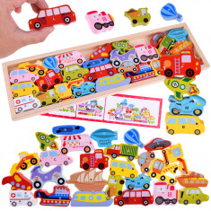 Set mare VEHICULE 27ele litere alfabet litere puzzle din lemn ZA4747