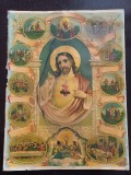 PM405N Viața lui Isus, litografie rom&acirc;nească religioasă de epocă
