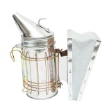 Afumator albine din otel inox, cilindru cu scut termic si burduf din piele, 160mm