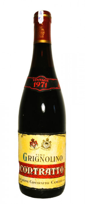 A 120 -vin ROSU GRIGNOLINO CONTRATTO, recoltare VINTAGE, 1971 CL 72, GR 12