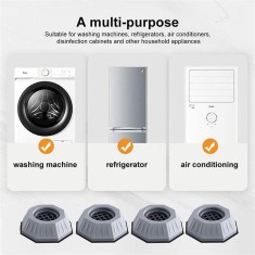 Set 4 tampoane anti-vibratii, Pentru masina de spalat, Cauciuc, Gri