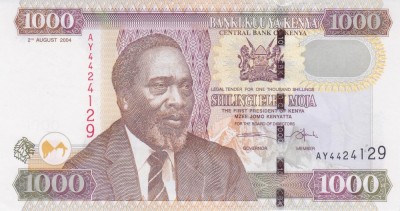 Bancnota Kenya 1.000 Shilingi 2.8.2004 - P45c UNC ( vezi descriere ) foto