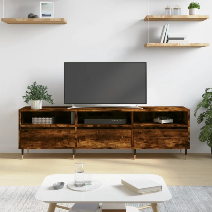 Gossi comoda tv, stejar fumuriu, 150x30x44,5 cm, lemn prelucrat