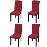 Husă elastică dreaptă pentru scaun, bordo, 4 buc.