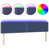Cumpara ieftin Tablie de pat cu LED, albastru, 200x5x78/88 cm, textil