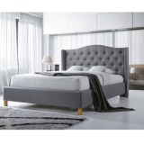 Cumpara ieftin Pat matrimonial SL Aspen, tapitat cu stofa, cadru lemn masiv, cu somiera, 180x200, gri