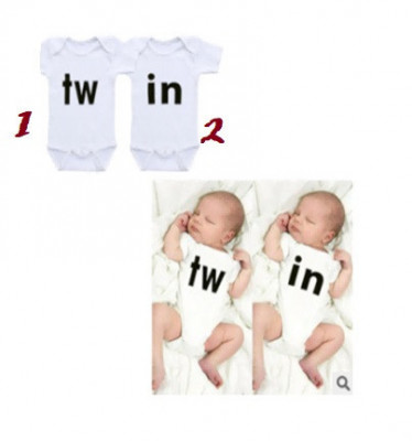 Body alb pentru gemeni - Twin (Marime Disponibila: 18-24 luni, Model: 2) foto