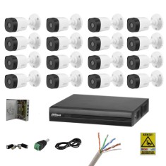 Sistem supraveghere pentru exterior Dahua 16 camere 2MP, IR 20m, DVR 16 canale, accesorii SafetyGuard Surveillance