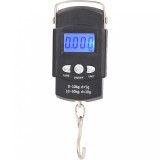 Cantar Digital de Mana cu Carlig, Flippy, Cantar Portabil, Pescuit, cu Maner, Capacitate 50 kg, cu Metru Incorporat, 20.5 x 6 x 2.5 cm, Negru