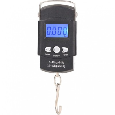 Cantar Digital de Mana cu Carlig, Cyrax, Cantar Portabil, Pescuit, cu Maner, Capacitate 50 kg, cu Metru Incorporat, 20.5 x 6 x 2.5 cm, Negru foto