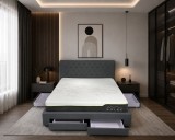 Pat Sunday 180x200 cm Gri cu 4 sertare Tapitat Stofa Somiera Inclusa