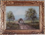 G. Kuşovski (Kuşovsky)-Car tras de boi, pictură veche