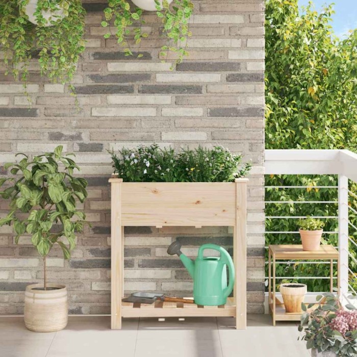vidaXL Vază pentru Grădină Bej 71 x 37 x 76.5 cm Lemn de brad solid