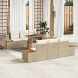 Cumpara ieftin Set de canapele pentru grădină cu 7 piese și perne, bej, din rattan poly
