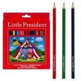 Set Creioane Colorate Subțiri, Little President, 24 Bucăți, Multicolor, Oem