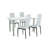 Cumpara ieftin Leziter Set de masa Verna 4 1 alb-negru Mobalis Homvera