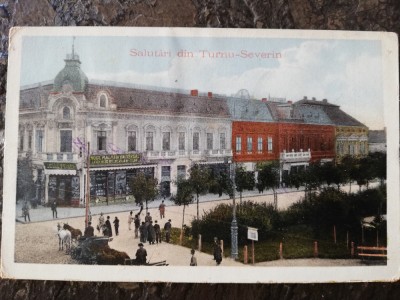 Carte postala Turnu Severin, circulata, animata, cca. 1910 foto