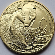 2 Zlote / Zloti 2011 Polonia, Badger (Meles meles, unc