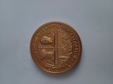 75 de ani de la Marea Unire de la Alba Iulia 1 Decembrie 1918 .EXPOZITIA FILATELICA ALBA IULIA Anul 1993 .Medalie bronz placata cu aur 50 mm diametru