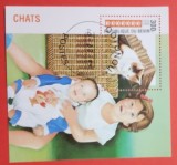 BENIN 1995 CHATS - COLIȚĂ ȘTAMPILATĂ