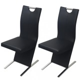 Cumpara ieftin Scaune de bucătărie, 2 buc., negru, piele ecologică