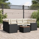 Cumpara ieftin Set canapele de grădină cu perne, 7 piese, negru, poliratan