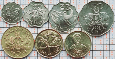 01B21 Swaziland set 7 monede 5 10 20 50 Cents 1, 2, 5 Emalangeni 1999-2010 UNC foto